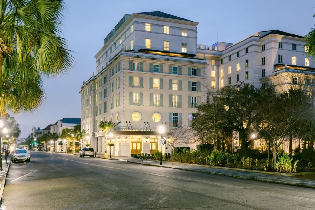Hotel Bennett Charleston luxury hotel with rooftop pool and views of Marion Square