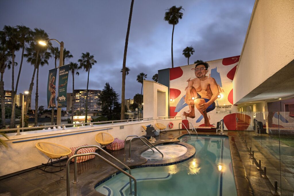 The Kinney Venice Beach hotel with colorful murals and pool