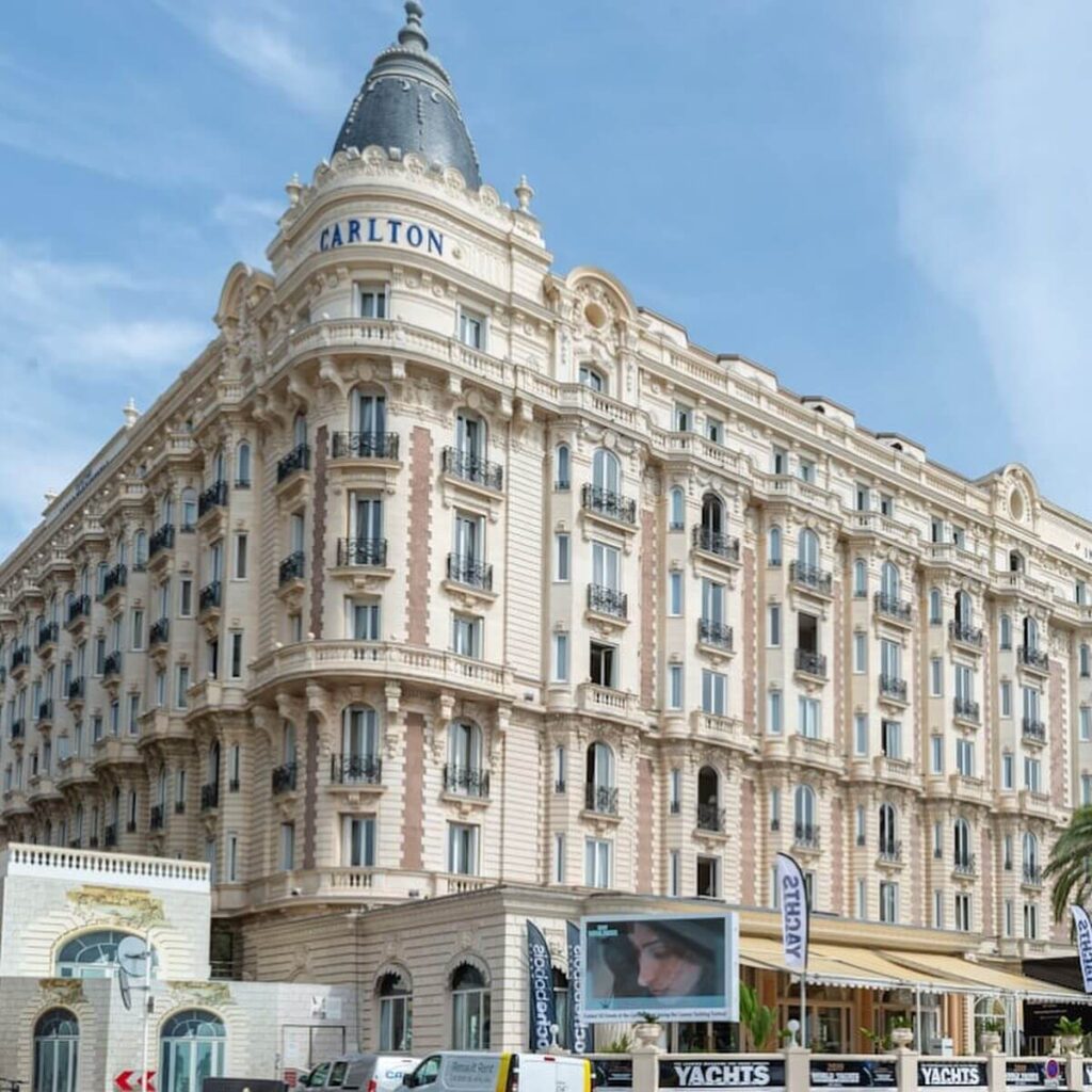 Hotels and beachfront along La Croisette in Cannes