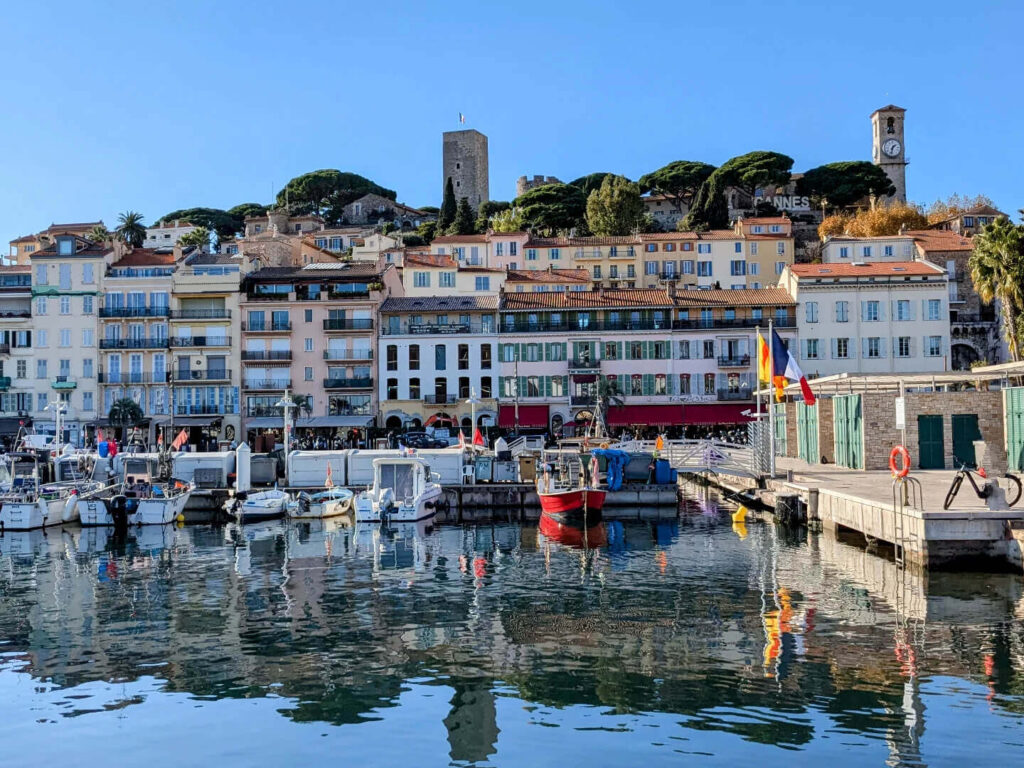 Narrow streets and harbor views in Le Suquet Old Town Cannes