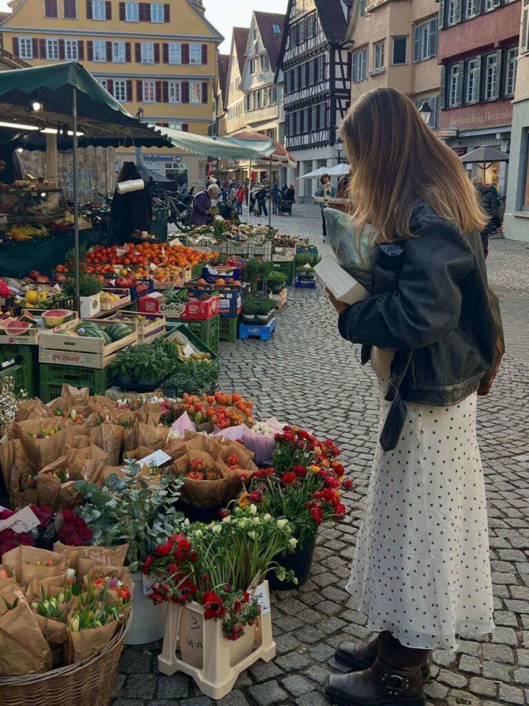 Morning scene at Wazemmes market Lille with local vendors
