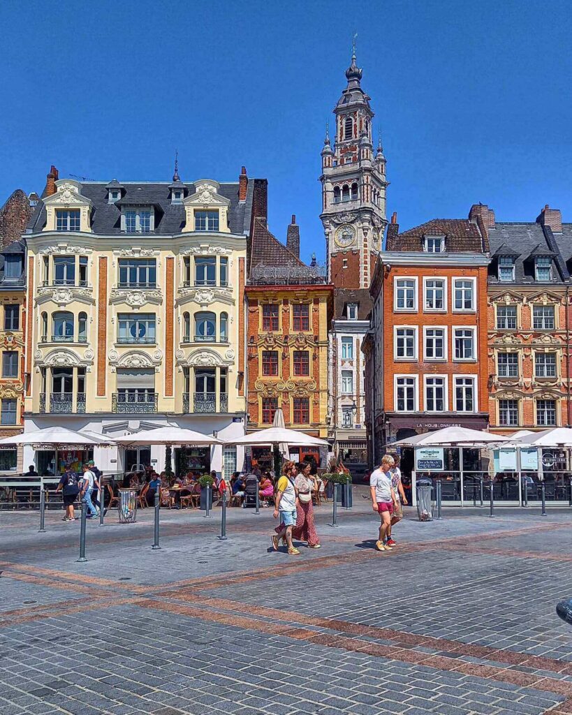 Evening atmosphere in Lille Old Town with warm lights and quiet streets
