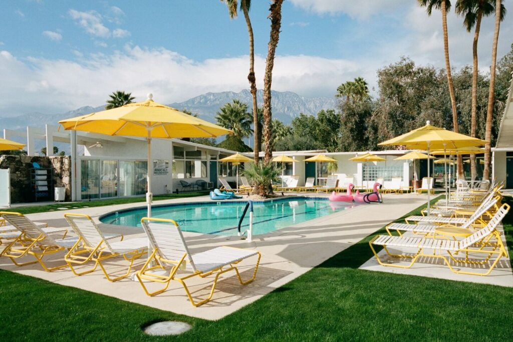 Monkey Tree Hotel Palm Springs mid century modern boutique hotel with garden pool