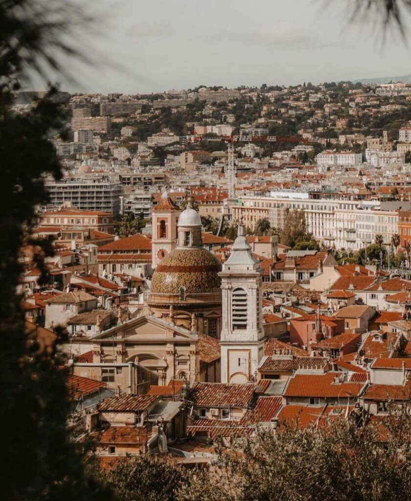 Panoramic view of Nice coastline from Castle Hill