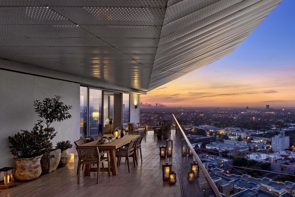 1 Hotel West Hollywood rooftop pool with views of Sunset Strip and Hollywood Hills