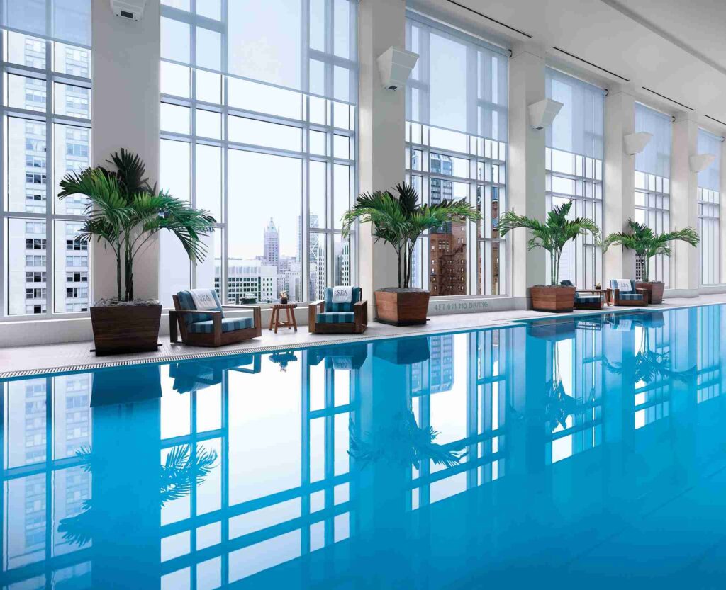 The Peninsula Chicago spa luxury wellness center with serene ambiance indoor pool and premium treatments