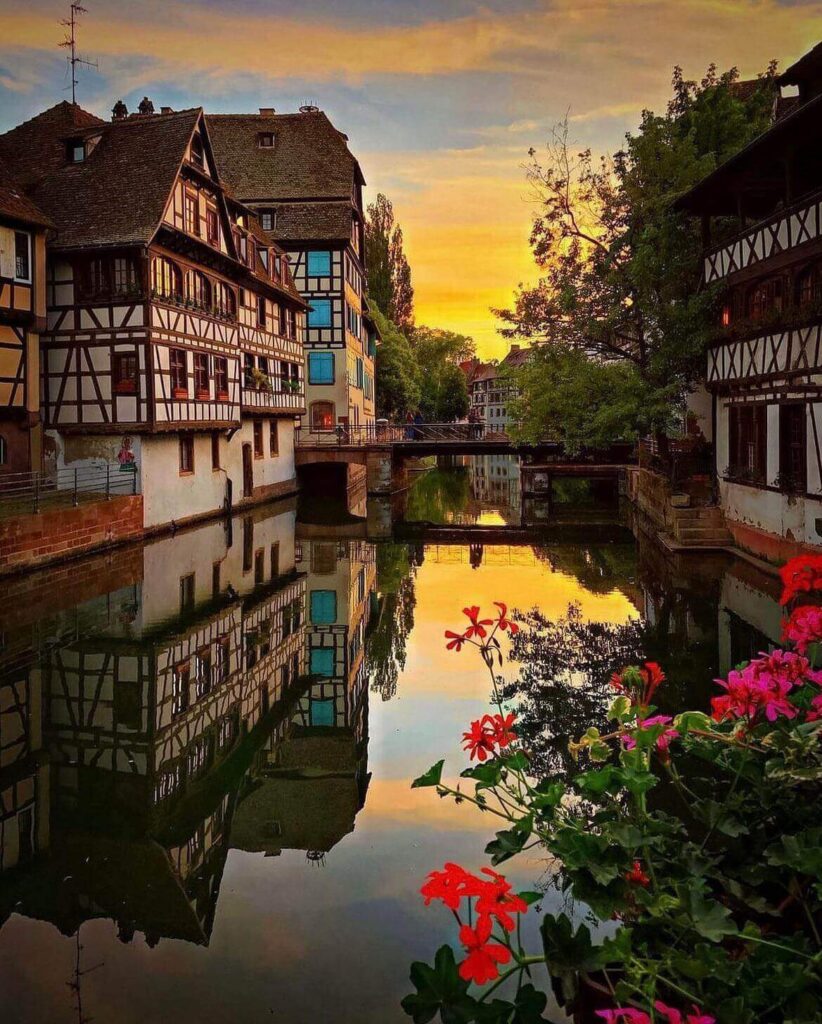 Canals and half-timbered houses in La Petite France Strasbourg