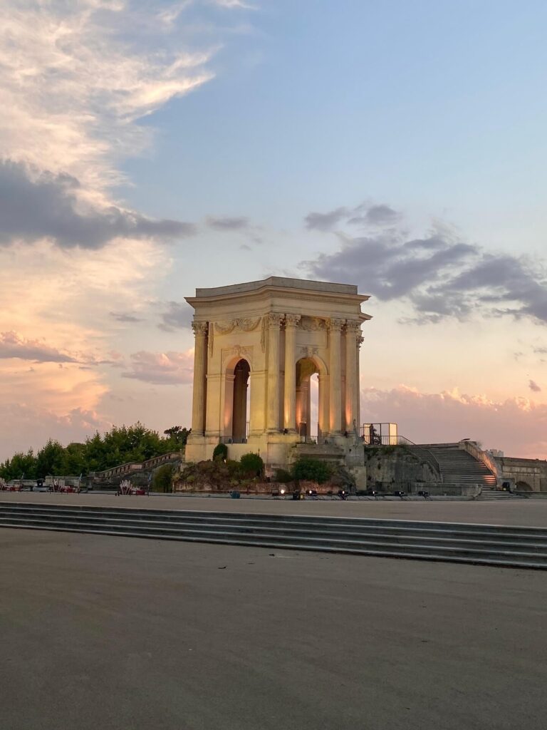 Open space at Promenade du Peyrou with aqueduct in Montpellier