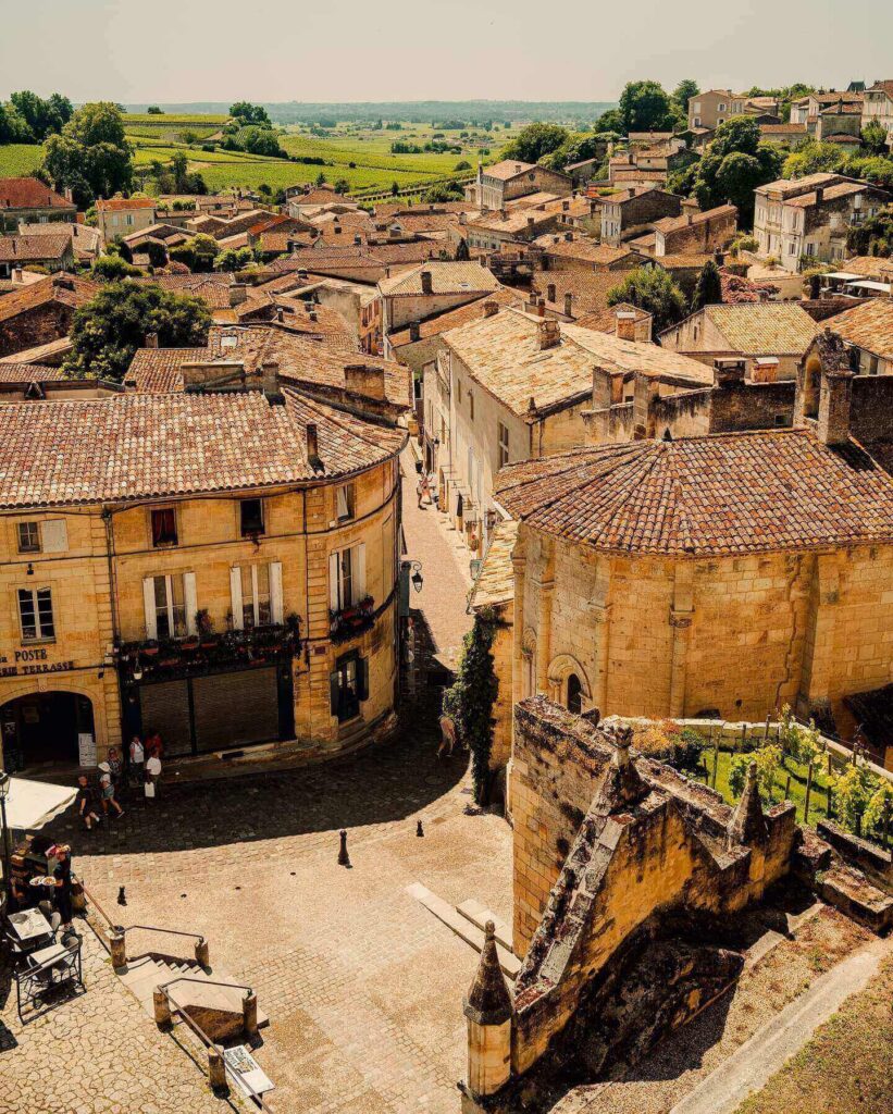 Saint Emilion village surrounded by vineyards near Bordeaux