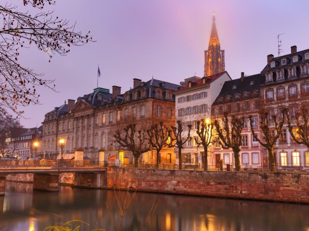 Morning view of Strasbourg Cathedral and quiet square