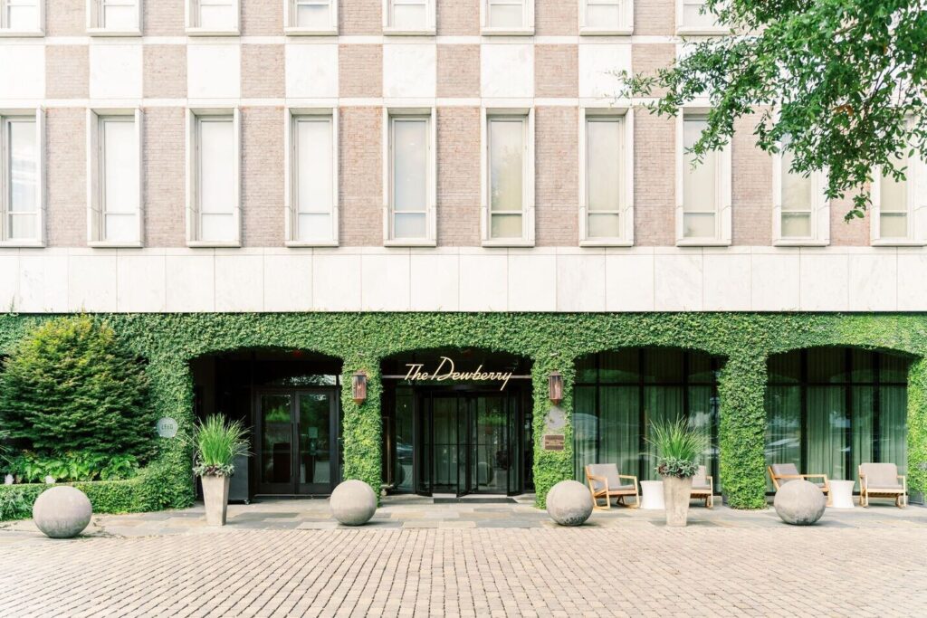 The Dewberry Charleston luxury hotel overlooking Marion Square with mid-century design
