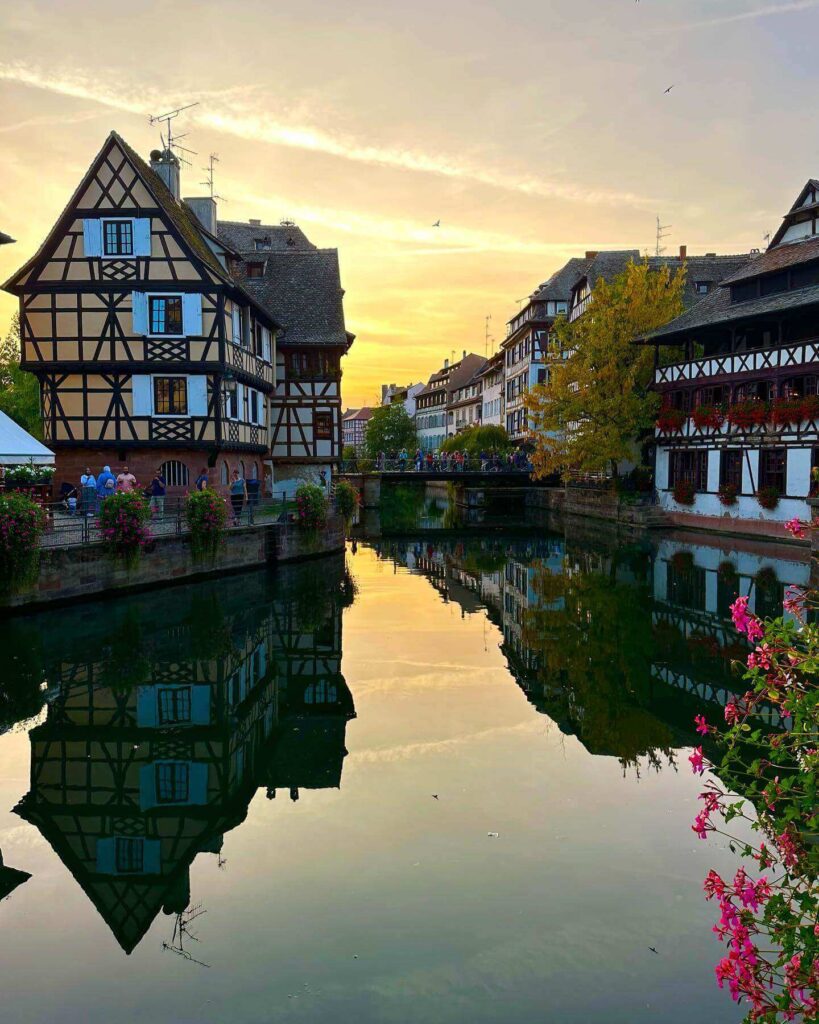 cenic Strasbourg old town with canals and traditional houses