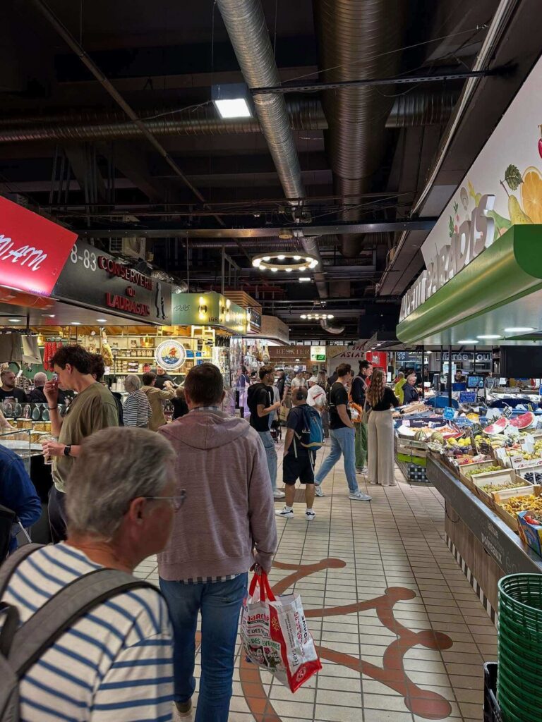 Busy morning scene at Victor Hugo Market in Toulouse