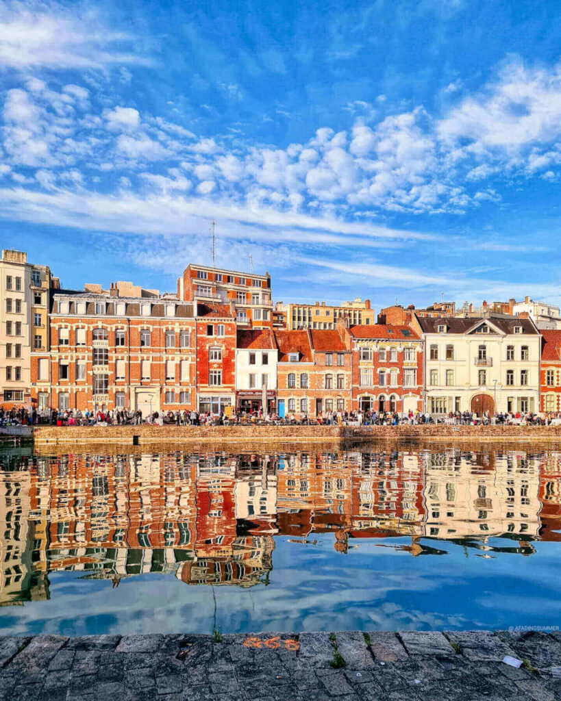 Cobblestone streets and colorful buildings in Vieux Lille Old Town