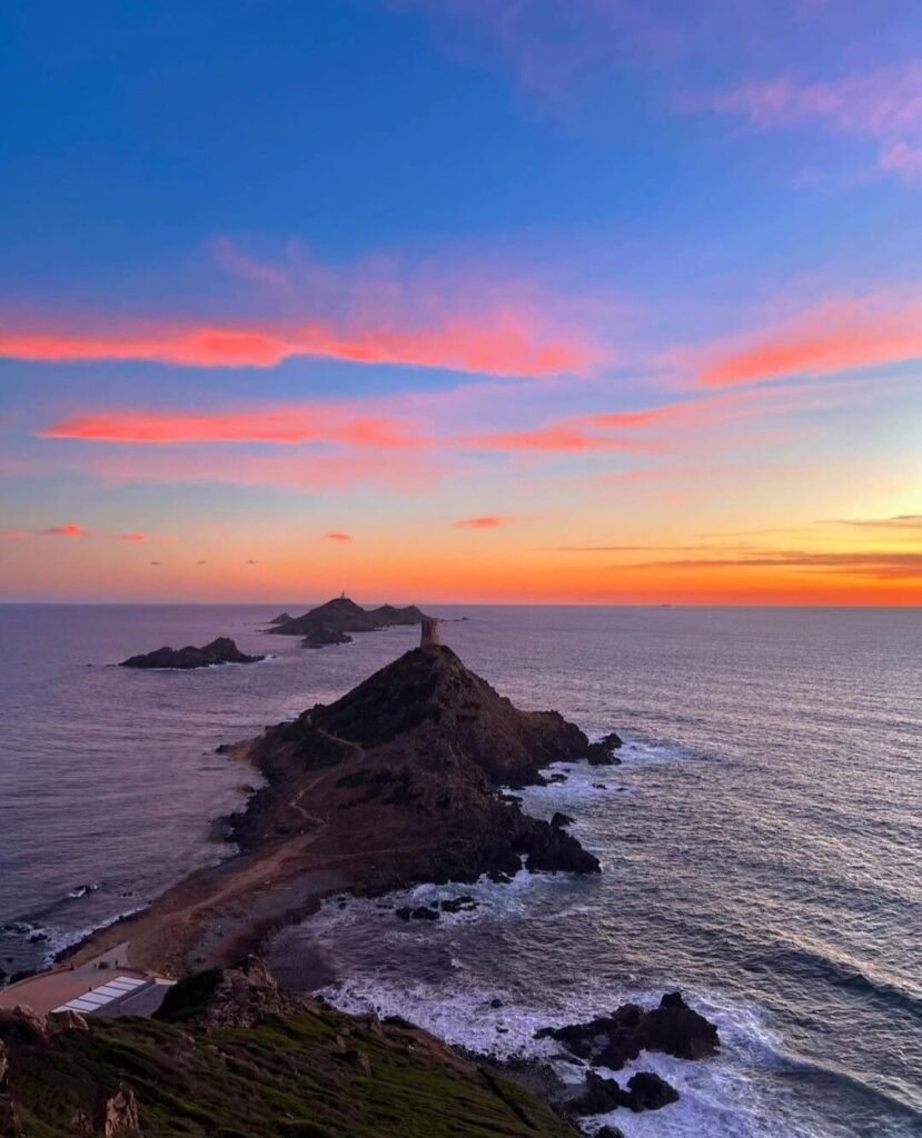 Sunset over Ajaccio coastline with calm Mediterranean atmosphere
