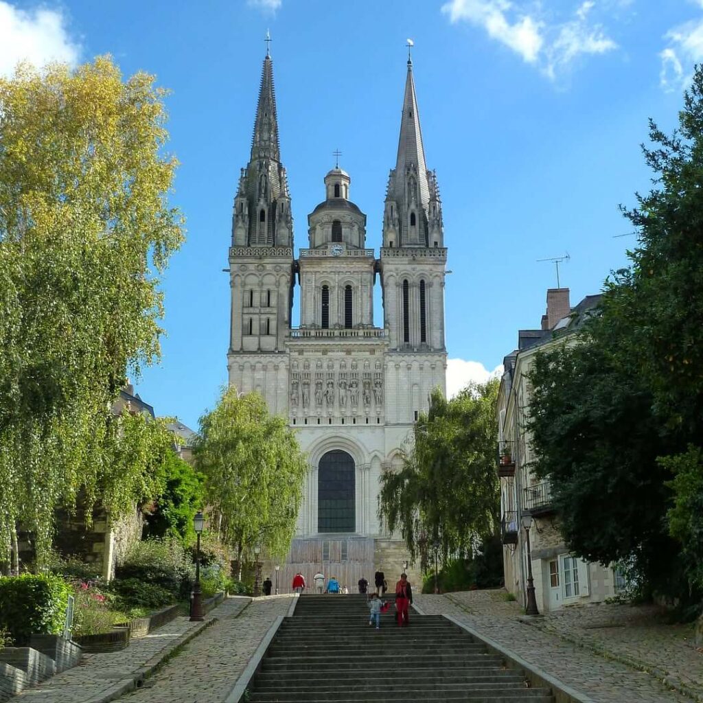 Angers Cathedral Saint Maurice seen while walking through the city