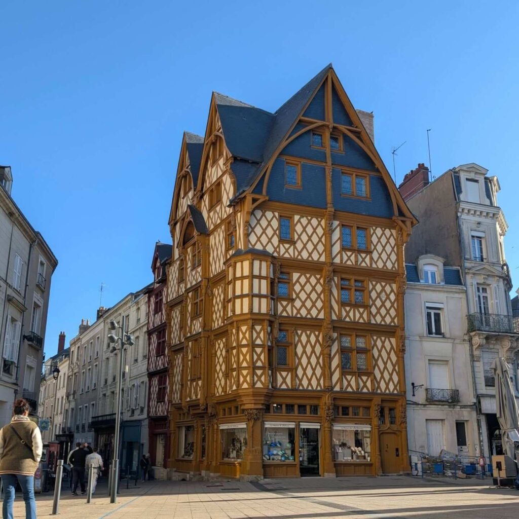 View of Angers with old town and Maine River