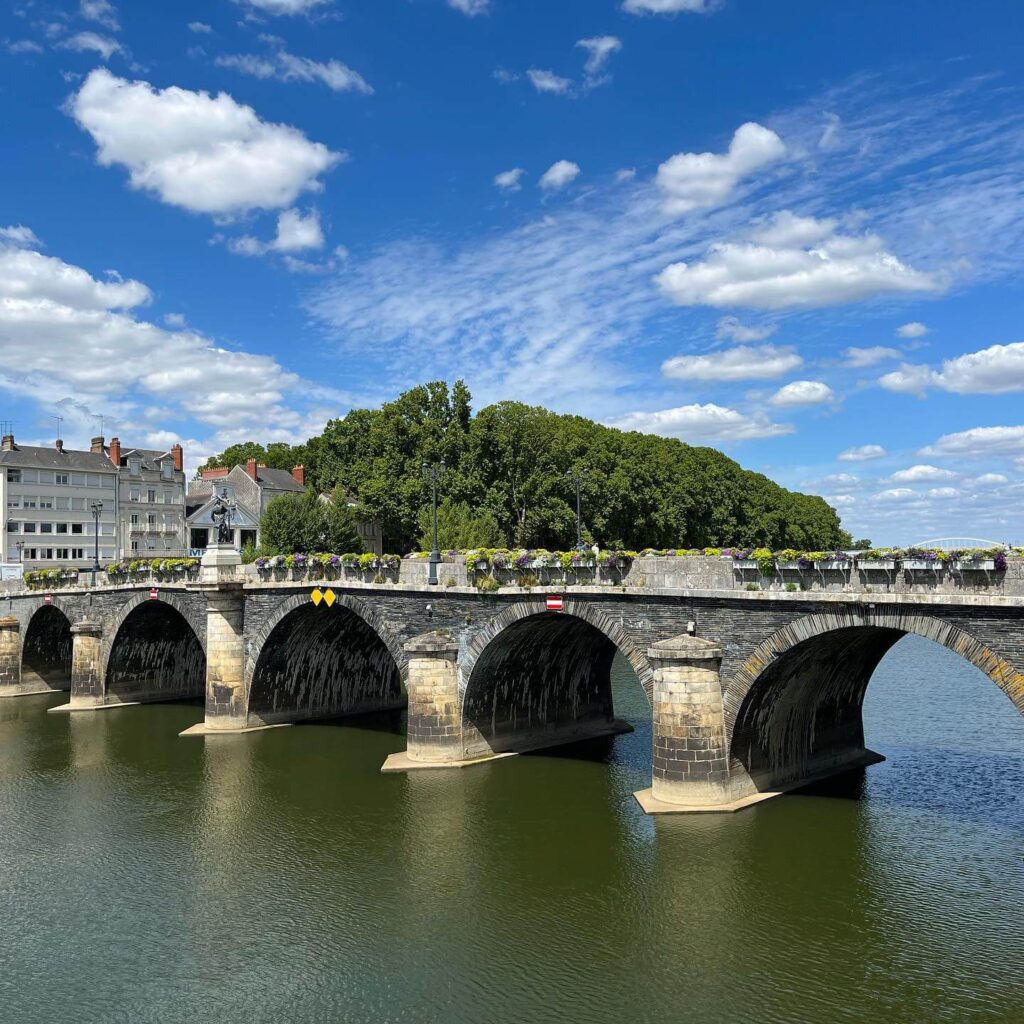 Evening view of Maine River and Angers city
