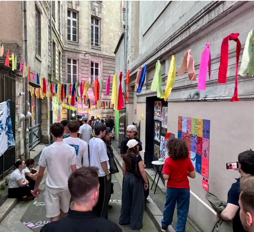 Angers in summer with people at outdoor cafes