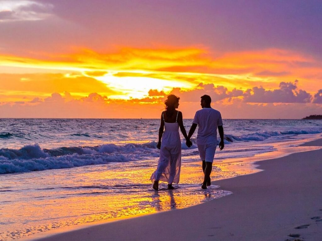 Couple walking along the coast in Antibes