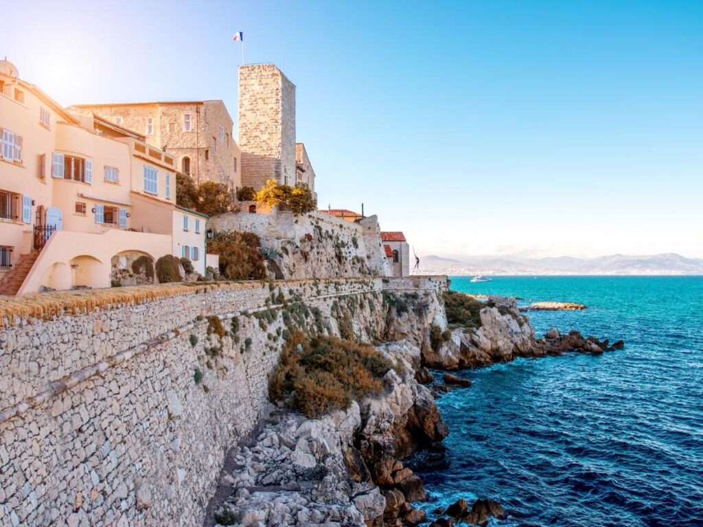 Quiet morning street in Antibes Old Town with few people