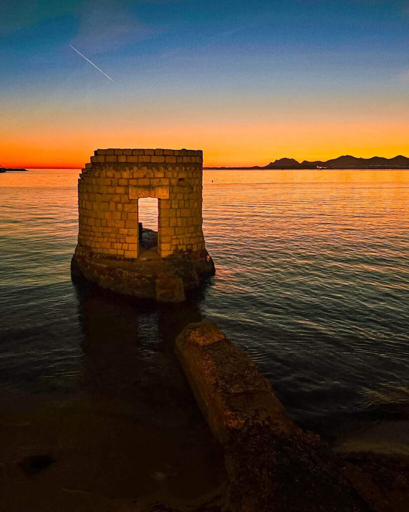 Sunset over the Mediterranean Sea in Antibes