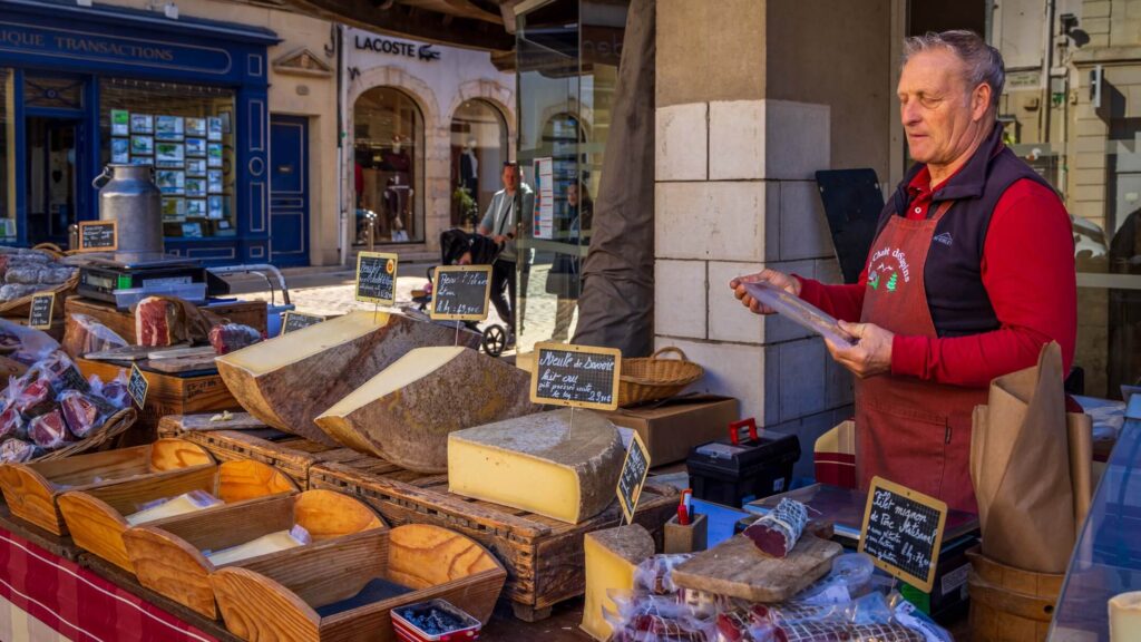 Local cheese shop in Beaune with regional Burgundy products