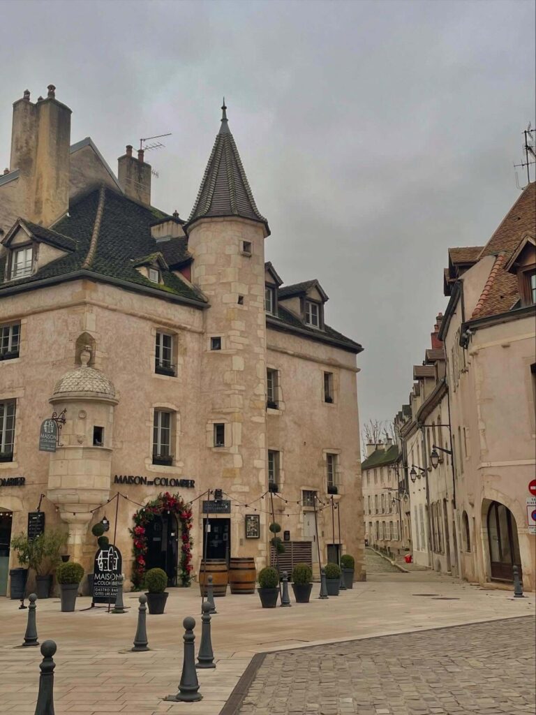 Peaceful morning walk through quiet streets in Beaune France