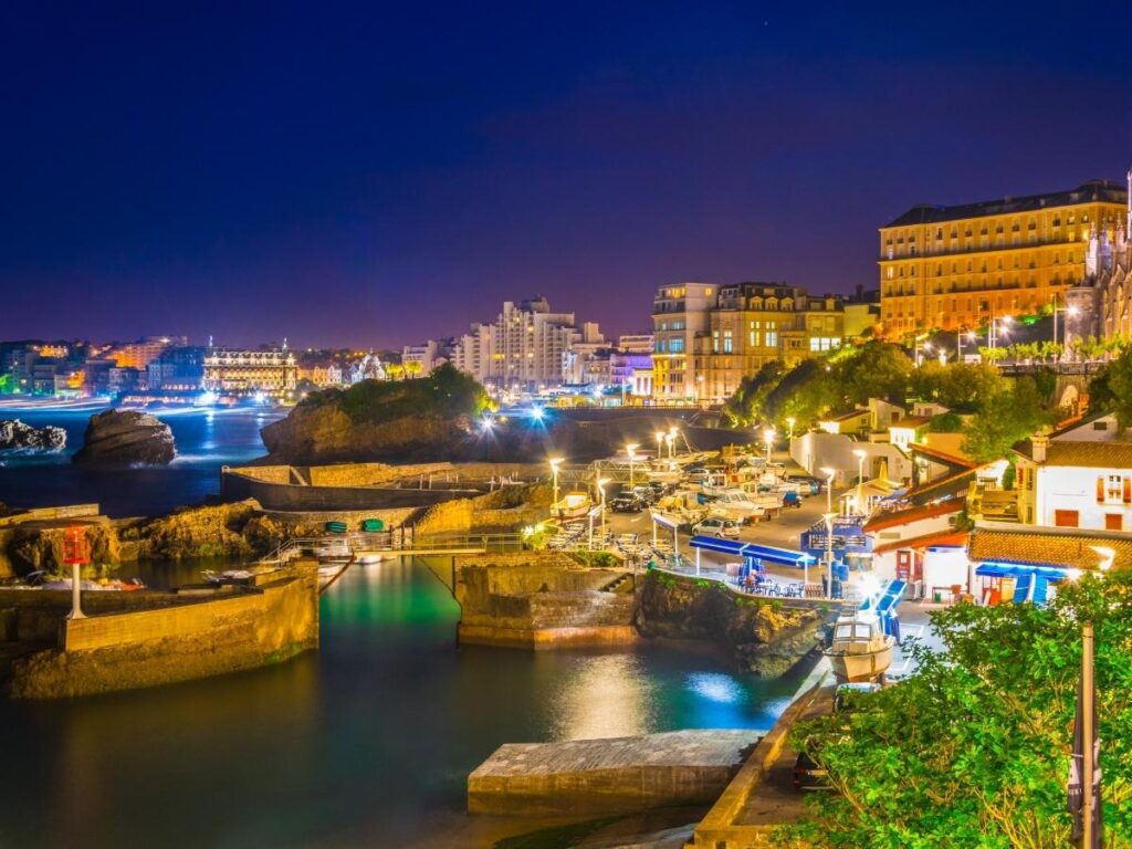 Peaceful evening in Biarritz by the ocean with soft sunset light