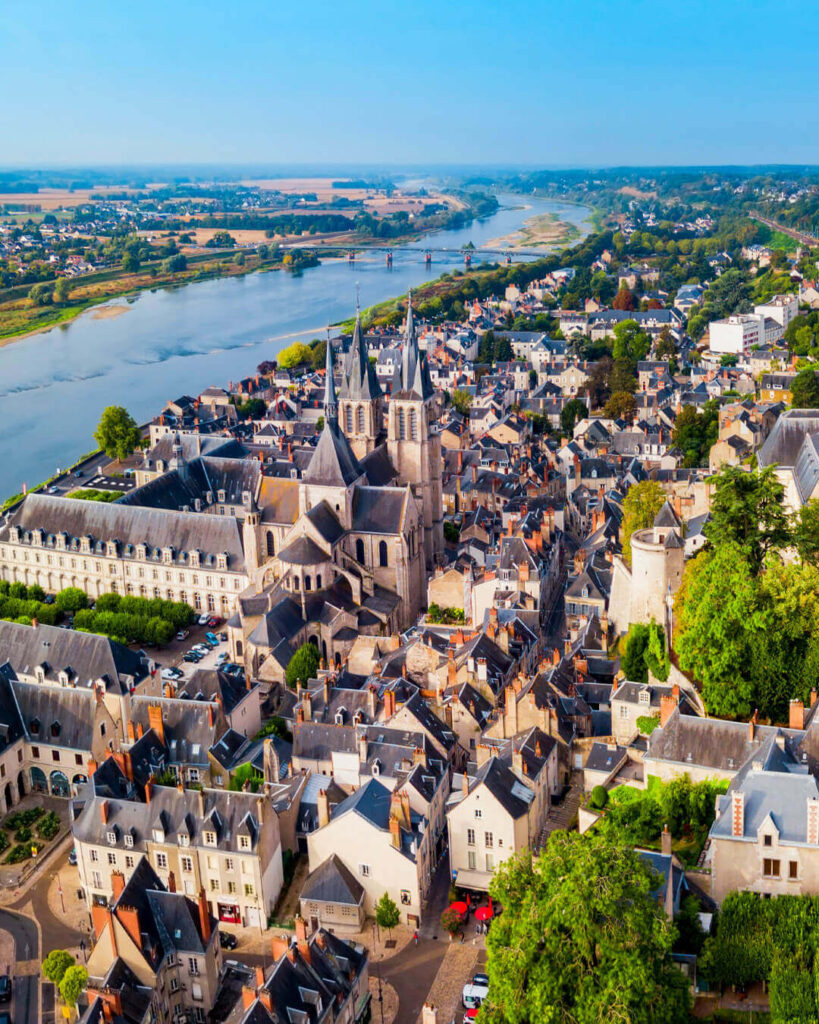 Sunset over Loire River in Blois peaceful atmosphere