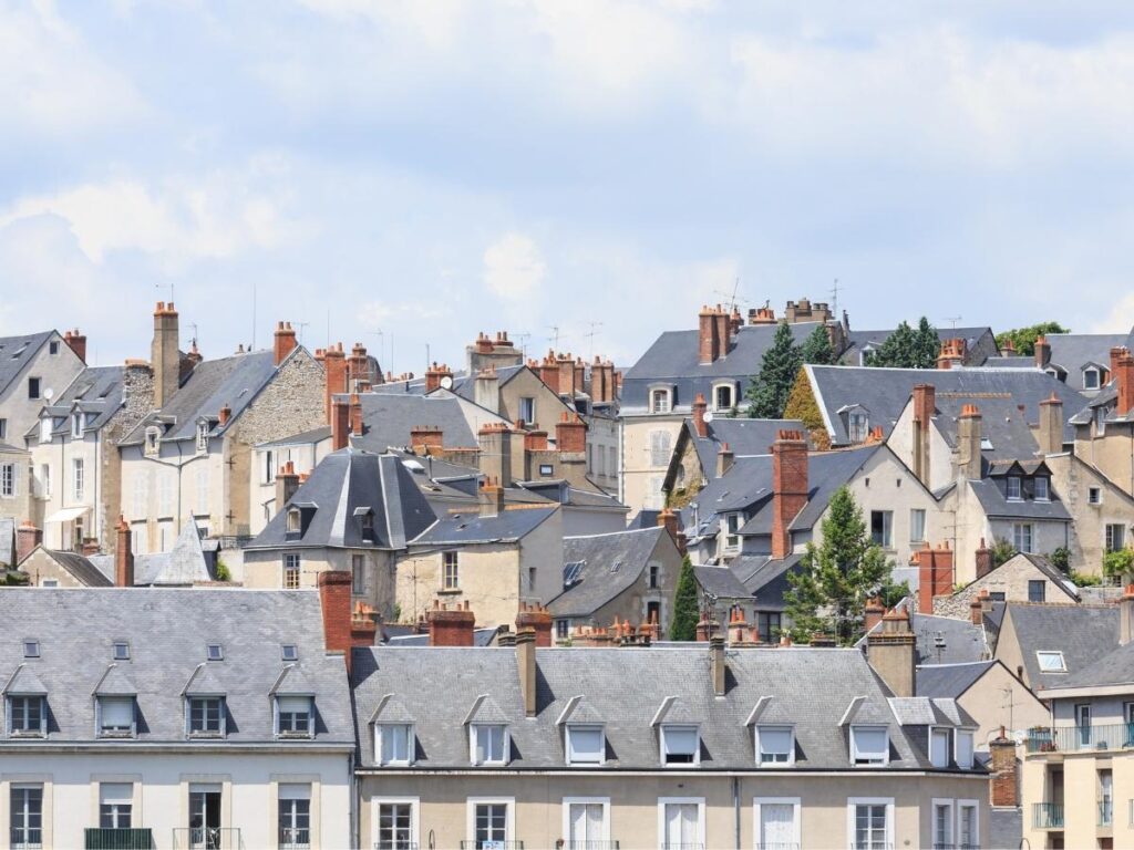 Quiet street in Blois old town with historic buildings