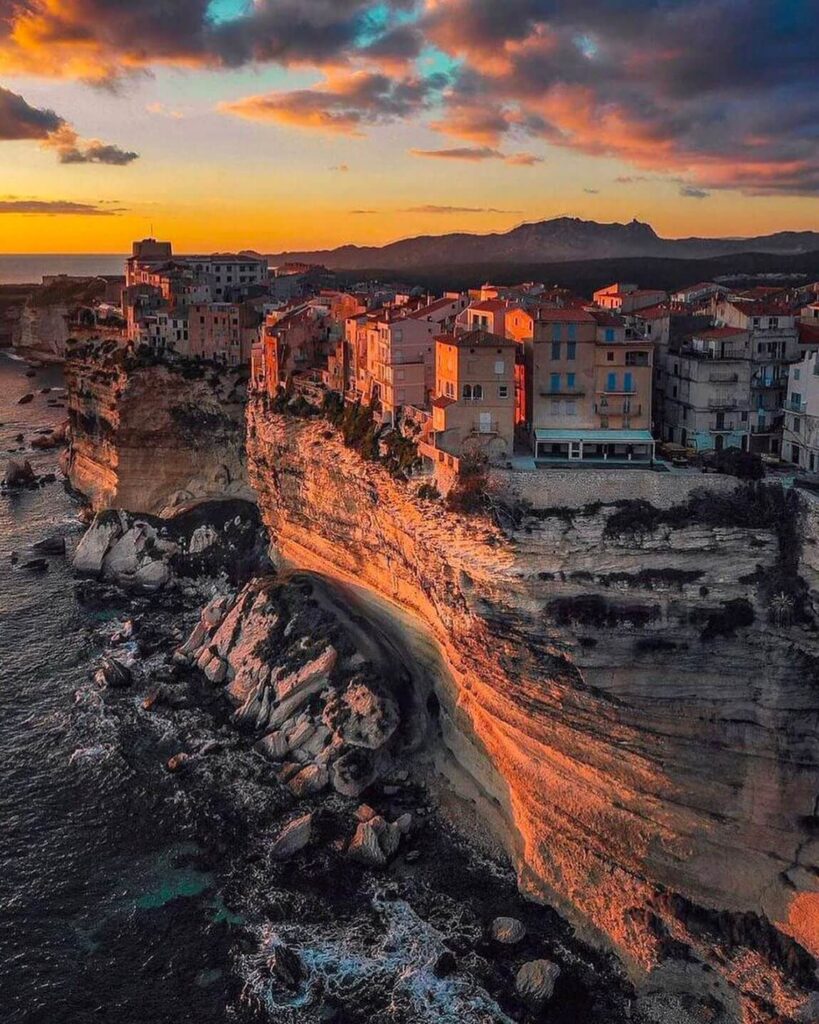 Calm evening view of Bonifacio cliffs and sea