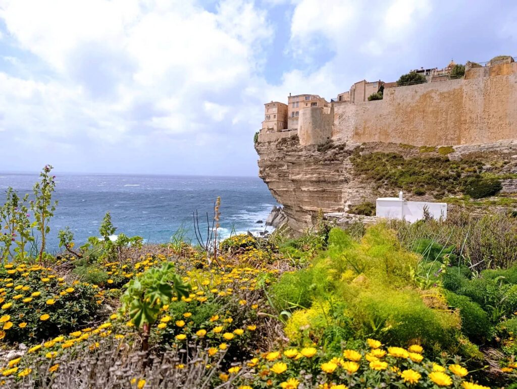 Bonifacio cliffs and old town in soft spring light with fewer crowds
