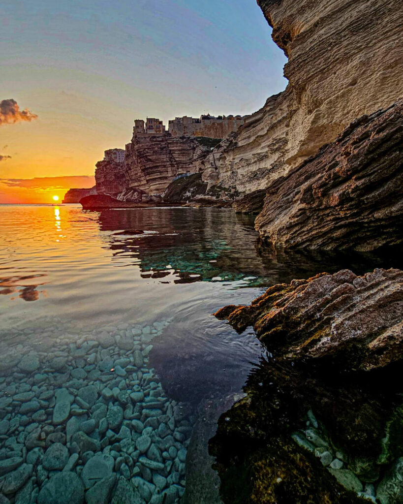 Sunset over the cliffs of Bonifacio with soft evening light