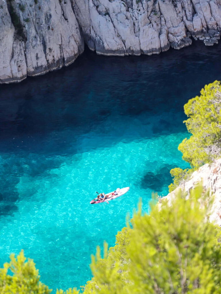 Rocky cliffs and turquoise water in Calanques National Park near Cassis