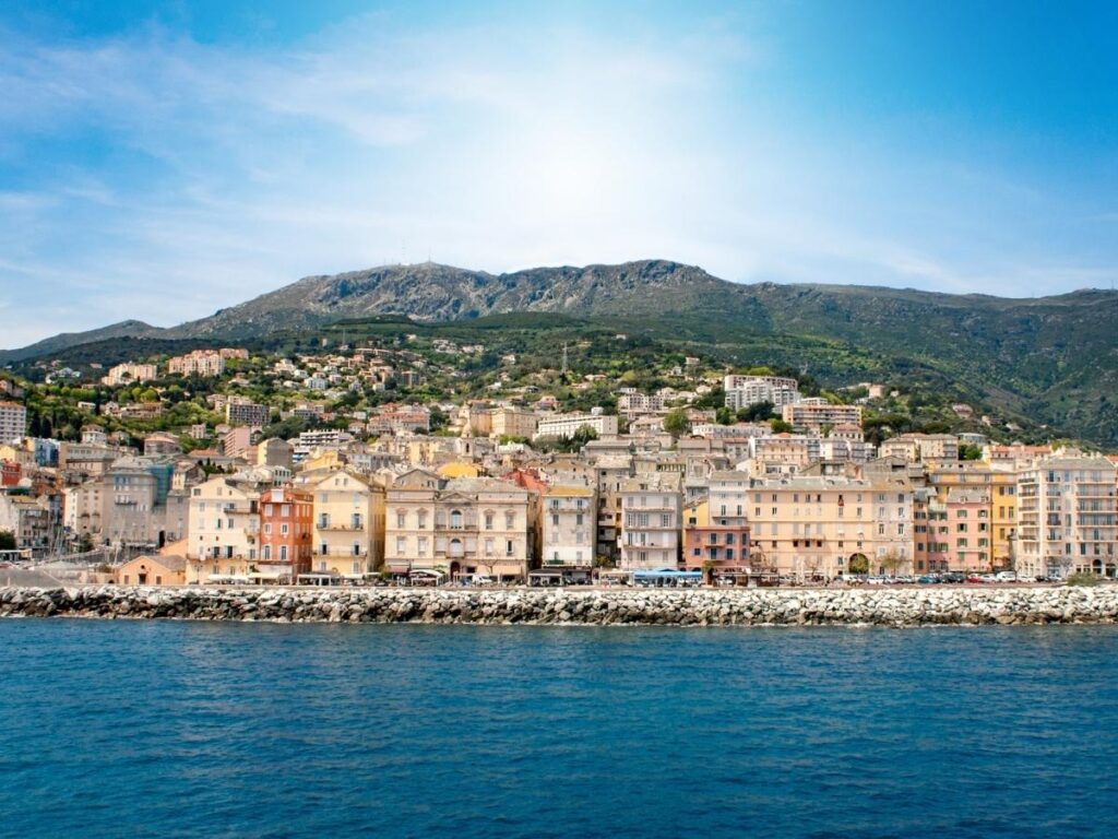Scenic coastal road in Cap Corse with cliffs and Mediterranean Sea views