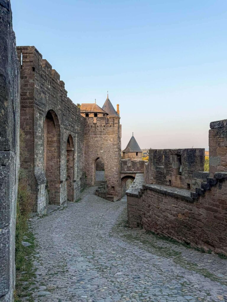 Quiet streets in Carcassonne during evening with soft light