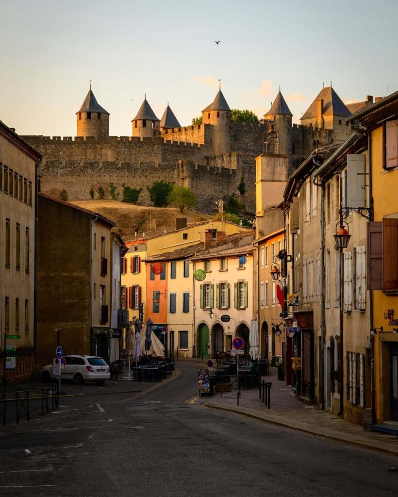 Quiet cobblestone alley in Carcassonne old town