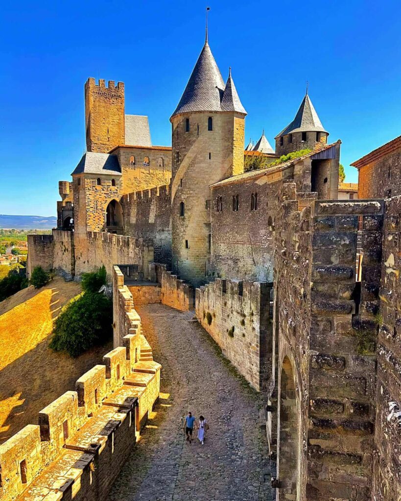 Carcassonne medieval city during summer with more visitors