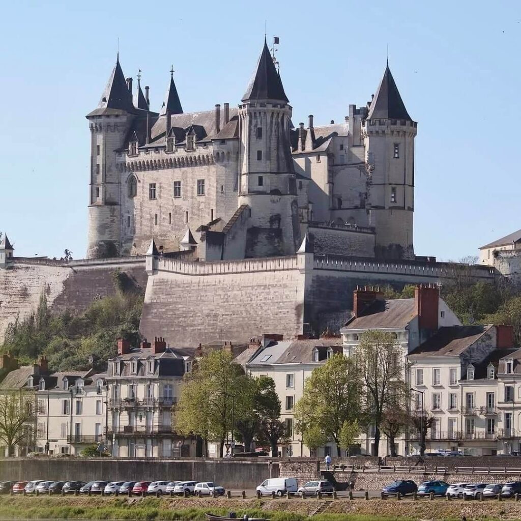 Château de Saumur overlooking the Loire River from a distance