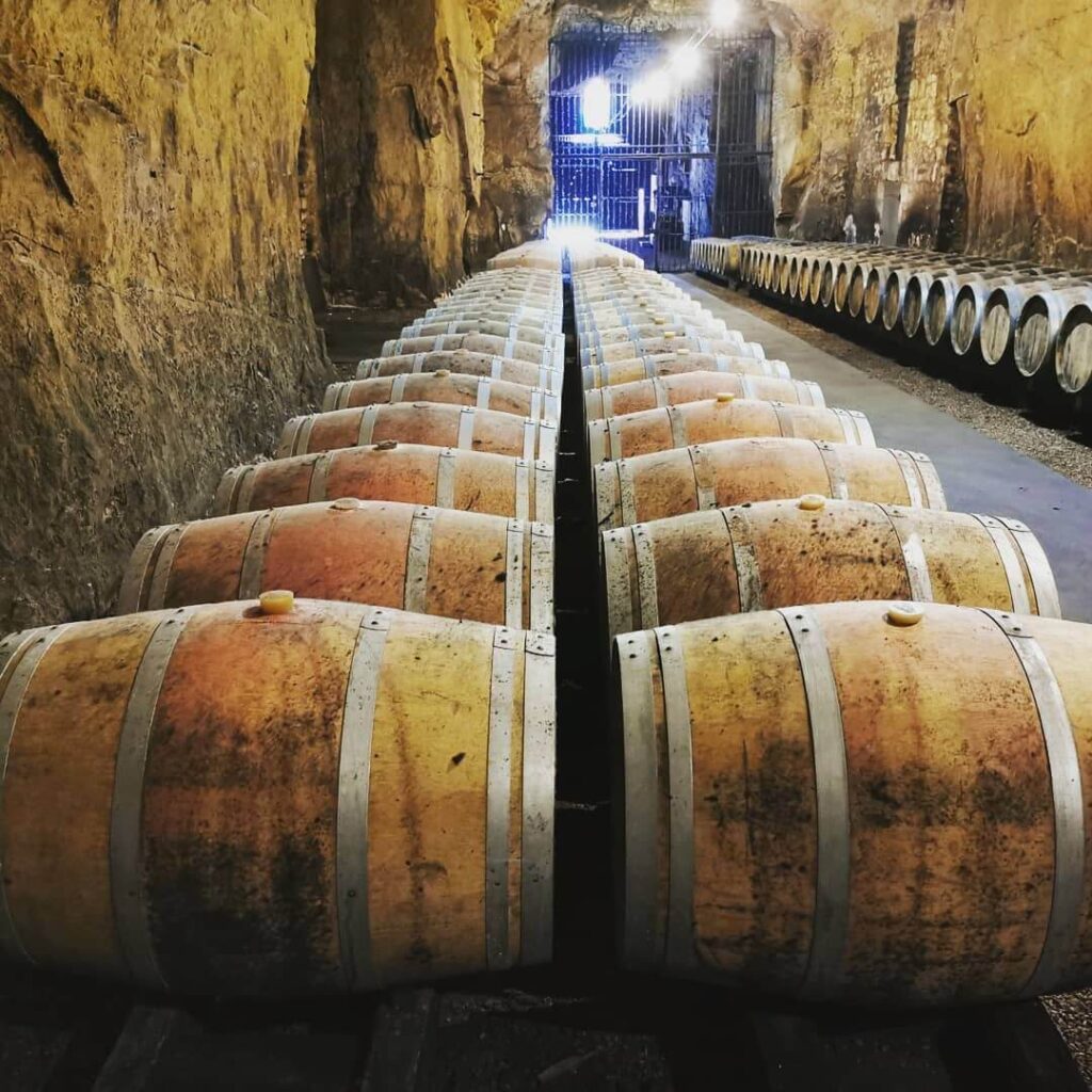 Wine tasting inside a cave cellar in Chinon Loire Valley