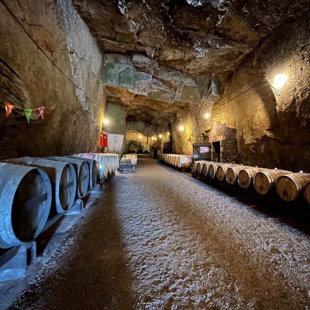 Wine tasting inside a cave cellar in Chinon Loire Valley