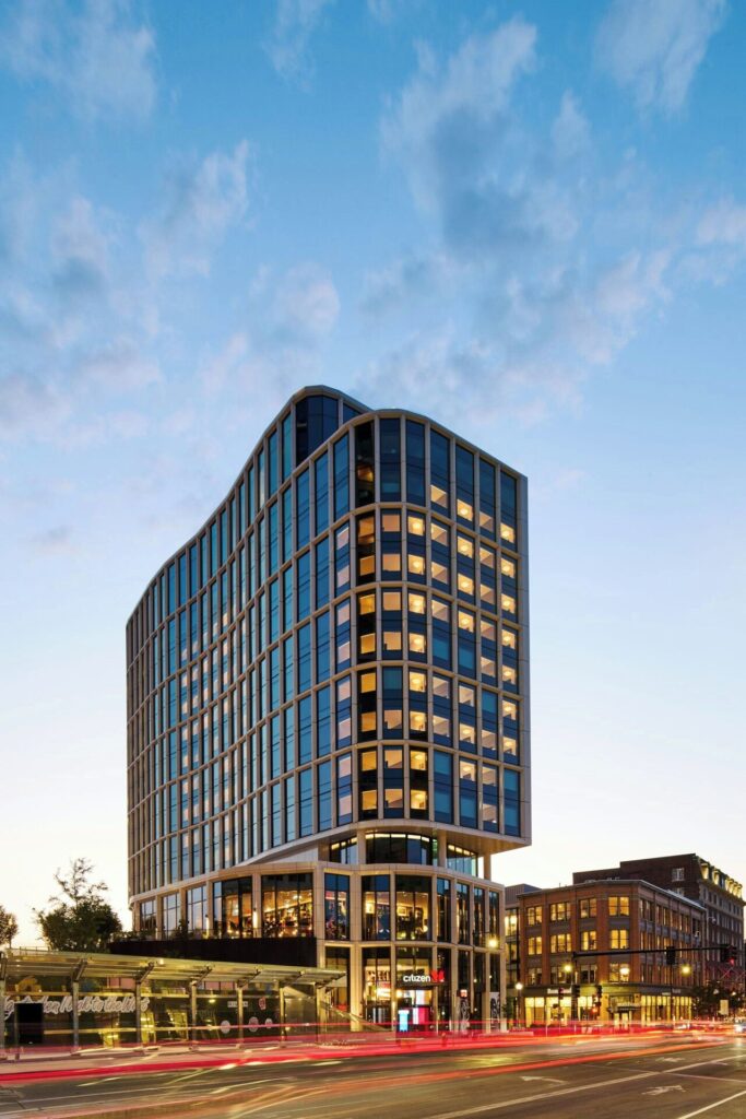 Exterior of citizenM Boston Back Bay with sleek modern architecture