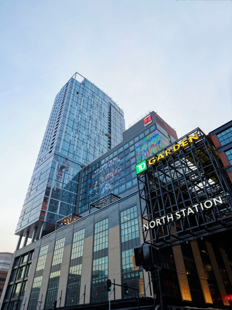 Exterior of citizenM Boston North Station near TD Garden with modern design