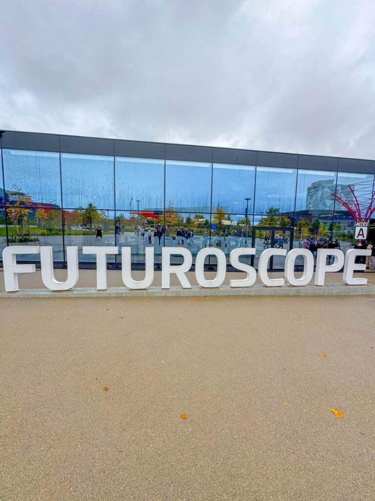 Futuroscope theme park near Poitiers with futuristic architecture