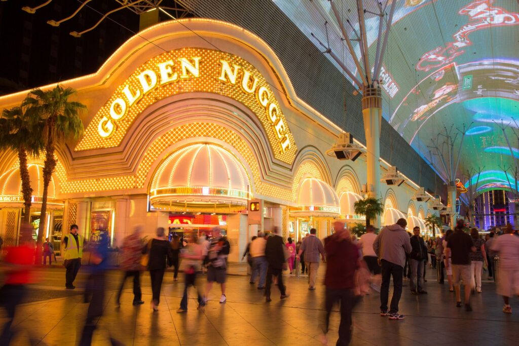 Golden Nugget Las Vegas illuminated at night