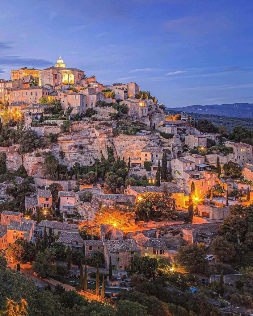 Hilltop village of Gordes in Provence with stone houses and views
