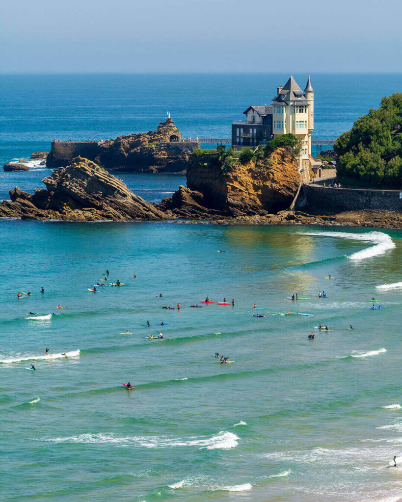 Grande Plage Biarritz central beach with promenade and people
