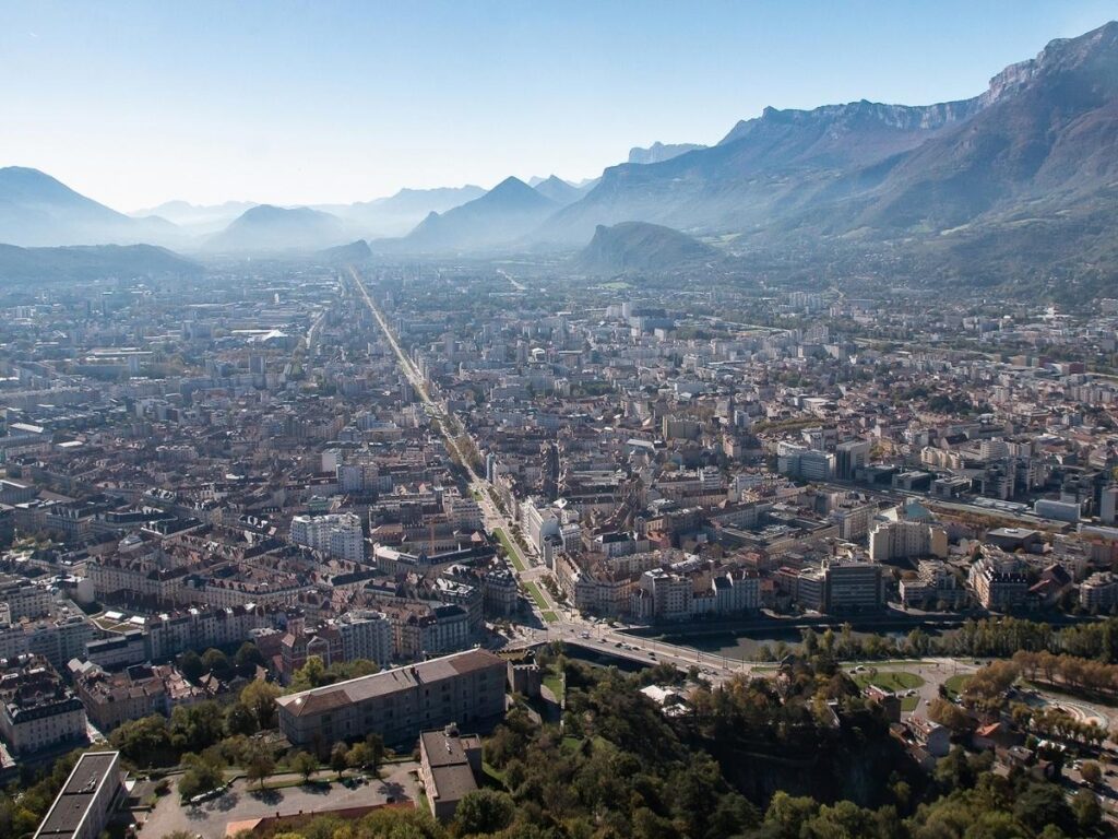 Panoramic view of Grenoble from the Bastille