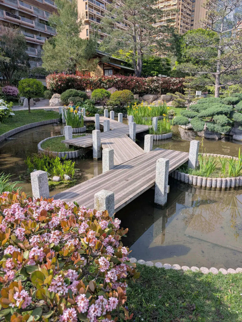 Japanese Garden in Monaco with pond and greenery